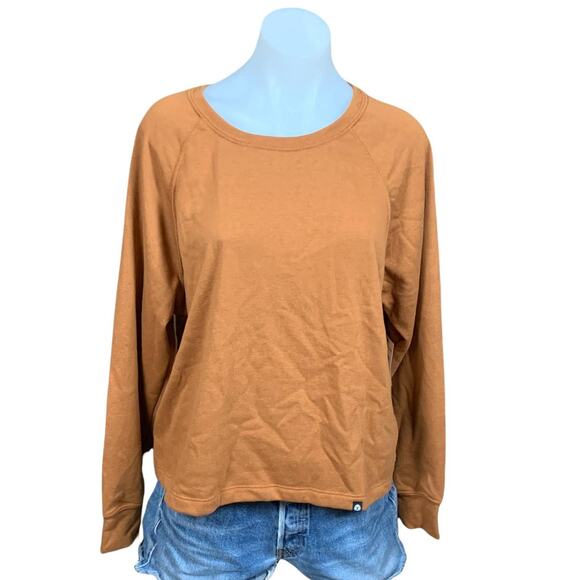 Circle X Cozy Raglan Oversized Comfy Crewneck Sweatshirt in Rust Loungewear - Picture 1 of 4